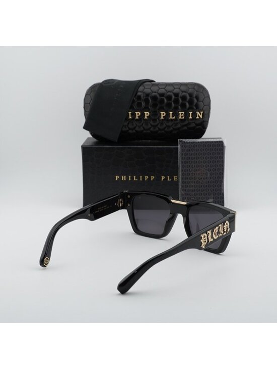 Philipp Plein SPP095M 0700 Sunglasses Black Square Frame, Grey Lenses main image 9